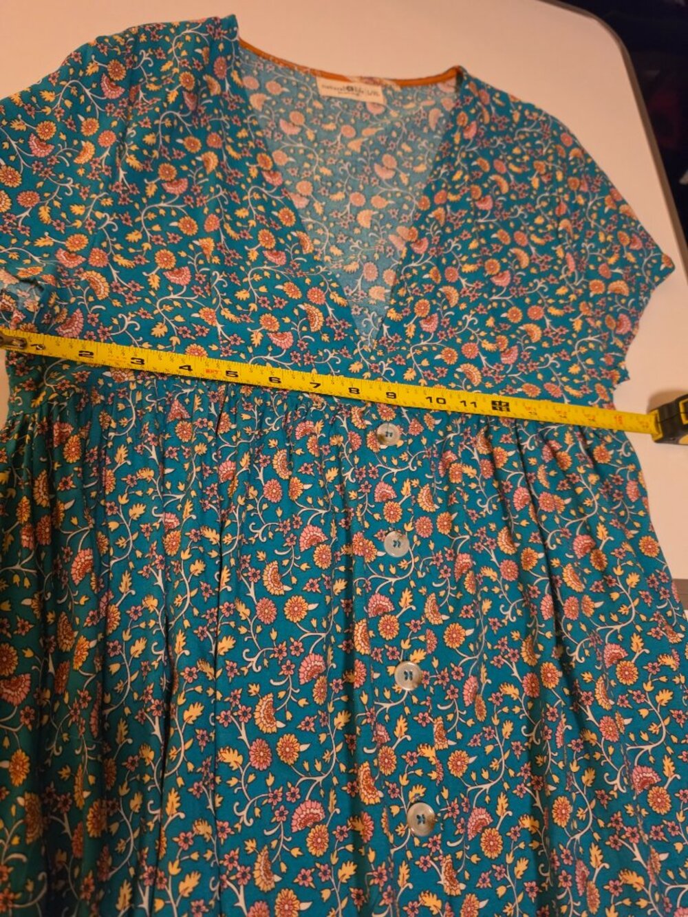 Natural Life Avery Midi Women's Green Floral Cottagecore Prairie Dress Sz L - Picture 10 of 11